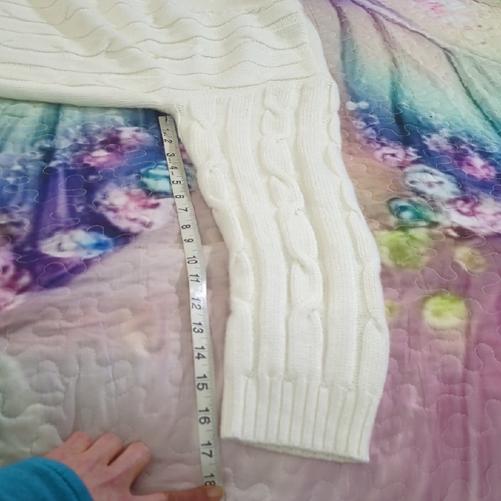 Size XL My Style Women's White Cable Knit Cardigan Sweater - Picture 12 of 16